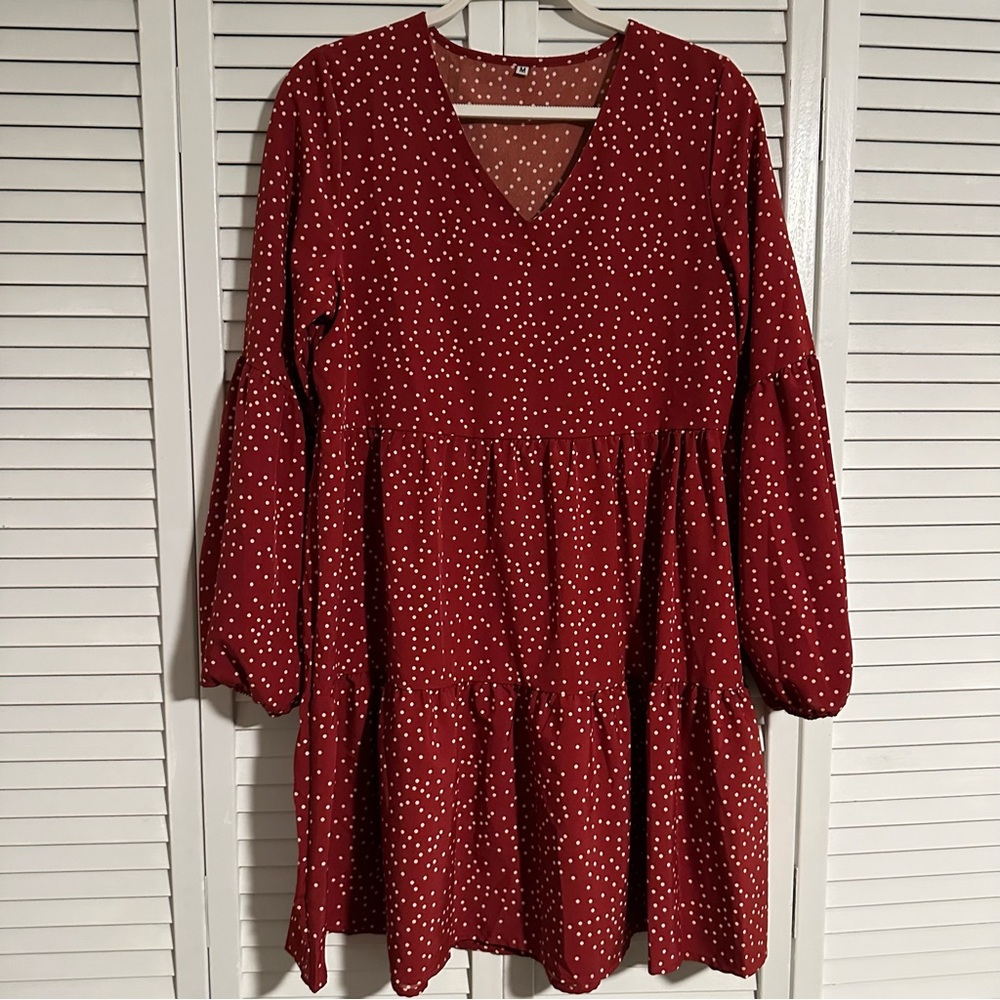 Long Sleeve V Neck Tunic Dress - Medium - Picture 3 of 8